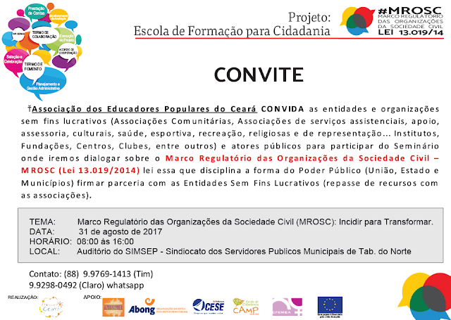 Seminário: MROSC – Marco Regulatório das Organizações da Sociedade Civil