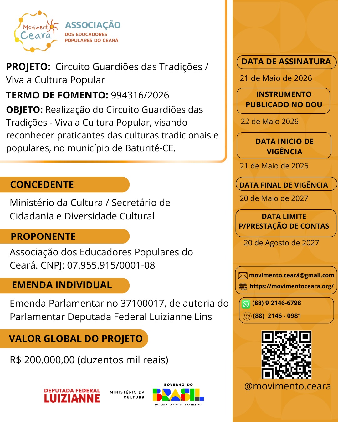 Projeto em Execução: Circuito Guardiões das Tradições / Viva a Cultura Popular